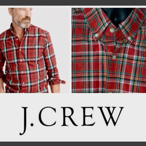 J. Crew Button Down Plaid Shirt L/S Red Green LRG